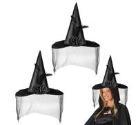 UILYNIU 2 Pièces Chapeau de sorcière d'Halloween, Chapeau de Sorcière Rose Noire, Halloween Party Chapeaux Costume Accessoire, pour Halloween Party, Fête Festival, Cosplay