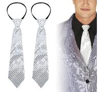 UILYNIU 2 Pièces Cravate à Paillettes pour Homme, Cravate avec Élastique Brillante, Accessoires à Paillettes pour Adulte, Accessoire de Soirée pour Fête Banquet Mariage Deguisement Disco Carnaval
