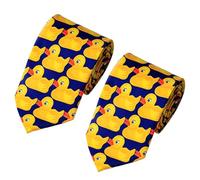 UILYNIU 2 Pièces Cravate Homme, Cravate Canard Bleu et Jaune, 8cm Fete de Classique Cravate, Cravate Fantaisie, Duck Tie pour Déguisements Cosplay Costumes d'halloween, Taille Unique (Jaune, Bleu)