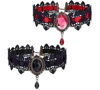 UILYNIU 2 Pièces Dentelle Noire Collier Ras du Cou Ceinture ras-de-cou Gothique Sexy, Collier Ras de cou Femme, Punk Choker, Gothique Choker, pour Fêtes Festivals événements vie quotidienne