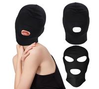 UILYNIU 2 Pièces Masque Facial Complet Halloween Masque Sans Visage Unisexe, Intégral Respirant sans Visage, Moto Couvre, Capuche Faciale pour Carnaval Fête Cosplay Accessoire de Costume (Noir)