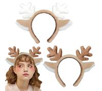 UILYNIU 2 Pièces Serre-tête de renne en bois de cerf oreilles de cerf Bandeau en Bois de Cerf Accessoires Cheveux Noël pour Femme Fille Cosplay Déguisement Accessoires(2 pcs)