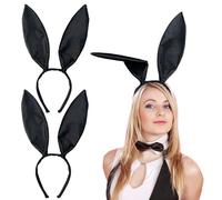 UILYNIU 2 Pièces Serre Tête Oreille de Lapin Noir(Noir)