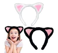 UILYNIU 2 Pièces Serre-Têtes avec Oreilles de Chat, Bandeau de Chat, Chat Bandeau, Oreille de Chat Serre Tete, Bandeau Oreilles de Chat pour le Port Quotidien et la Décoration de Fête (Noir, Blanc)