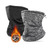 UILYNIU 2 Pièces Tour de Cou Gaiter Masque, Écharpes Unisexes en Boucle, Tour de Cou Élastique, Cache Cou Homme, Cache Cou Hiver pour le temps froid et froid Ski Cyclisme Moto Running (Noir, Gris)