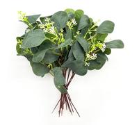 UILYNIU 20 Pièces Eucalyptus Artificiel, Feuilles Fausse, Fausse Branche de Feuilles Eucalyptus pour Mariage Fête Décorations, Décoration de Table, Bouquets de Mariage Bricolage (Vert)