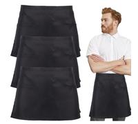 UILYNIU 3 Pack Tabliers de Cuisine tabliers de serveur noirs Unisexe Avec,Sangle Réglable et 3 Poches Tablier Court pour Hommes Femmes Serveurs Chefs Cuisine Bistro Restaurant Café (noir)