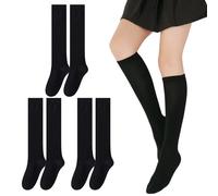 UILYNIU 3 Paires de Chaussettes Hautes en Coton, Chaussette Haute, Chaussettes Montantes, Chaussette Chaude, Chaussettes Longue Genoux Solide, Chaussettes de Sol, Chaussettes pour l'Hiver (Noir)