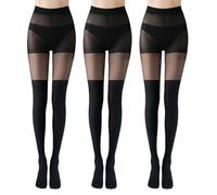 UILYNIU 3 paires de collants noirs hauts de cuisse Bas-culottes confortables pour femmes avec coupe extensible, collants noirs 40 deniers, Bas-culottes pour femmes pour toutes les occasions (noir)
