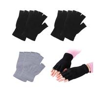 UILYNIU 3 Paires Demi-Doigts Gants, Gants Chauds Tricotés, Gants Sans Doigts, Gants Hiver Demi-doigt, Mitaines Tricotées, Mitaines sans Doigts, Mitaines en Tricot pour Hommes et Femmes (Noir, Gris)