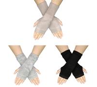 UILYNIU 3 Paires Gants Sans Doigts Mitaines Femme Homme, Gants Tricotés Hiver Demi-Doigt, Demi-Doigts Gants avec Trou de Pouce, Fingerless Gloves, Gants Chauds pour Hommes et Femmes (Multicolore)