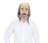 UILYNIU 3 Pcs Gris Ensemble de Perruque de Grand père Perruque de Costume de Grand père Perruque de Vieil Homme Perruque Gris Chauve Barbe Perruque Chauve Perruque Homme pour Fête Cosplay(Gris)