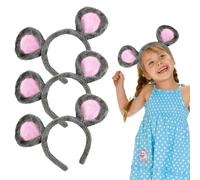 UILYNIU 3 Pièces Serre Tête Oreilles de Souris, Animal Oreilles Bandeau pour Enfants Adultes, Set de Costume de Souris pour Halloween Accessories de Costume Fête Carnaval (Gris)