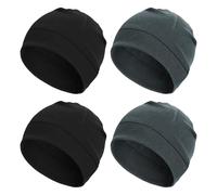 UILYNIU 4 Pièces Bonnet d'hiver pour Homme et Femme, Coton Léger Fin Skull Cap, Bonnet Unisexe, Bonnet Hiver, Bonnets Homme, Bonnet Ski, Slouch Bonnet pour Sport, Sommeil, Casque Moto (Noir, Gris)