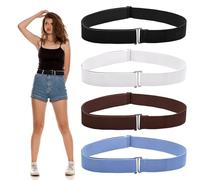 UILYNIU 4 Pièces Ceintures Larges et Extensibles pour Femme, Ceinture élastique Invisible, Unisexe Femme Homme Ceinture Ajustable, Ceinture Tressée, pour jeans, robes