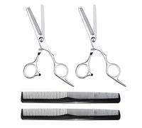 UILYNIU 4 Pièces Ciseaux de Coiffure, Ciseaux Desepaississant Coiffure, Ciseaux Cheveux, 6'' Ciseau pour Désépaissir les Cheveux, Ciseaux à Effiler de Coiffeur pour Enfants, Hommes et Femmes (Argent)