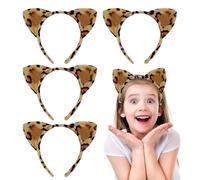 UILYNIU 4 Pièces Léopard Imprimer Oreilles Set de Bandeau Oreilles de Chat Déguisement Leopard Costume Leopard Adulte Filles Garçons Fête à Thème Cosplay Thème Animalier Anniversaire (4 pcs)
