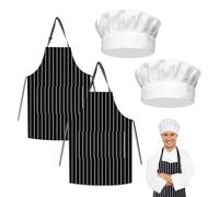 UILYNIU 4 Pièces Tabliers de Cuisine Tabliers Toile Noir Tablier avec 2 Poches pour Homme Femme Tablier Cuisine Professionnel pour Cuisine, Jardinage, Restaurant, Barbecue, Café (4 pcs)