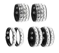 UILYNIU 6 Pièces Bracelet en Cuir Noir Gothique Rock Set - Punk Studded Large PU Leather Réglable pour Hommes Femmes Cosplay Party (Noir)