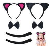UILYNIU 6 Pièces Chat Cosplay Set, Déguisement de Chat, Chat Cosplay Set en Peluche Queue Oreilles Collier Costume De Fête Ensemble pour Enfants et Adultes Carnaval Halloween Ensemble (Noir)