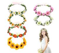 UILYNIU 6 Pièces Couronne de fleurs pour femme Fleur Bandeau avec Ruban Couronne de Mariée Fleur accessoires accessoire photo de maternité couronne de mariage marguerite couronne de fleurs (6 pcs)
