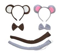 UILYNIU 6 Pièces Déguisement Animal, Singe Déguisement Bandeaux avec Oreilles Souris Queue Noeud Papillon, Animaux Fête Cosplay pour Enfants Dress Up Halloween Carnaval Déguisement d'animaux (6PCS)