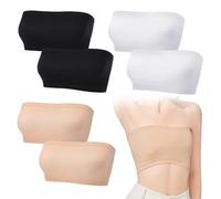 UILYNIU 6 Pièces Soutien-Gorge Bandeau sans Bretelle pour Femme Bralette Tubulaire Non Rembourré,Tube Non Rembourré Extensible Brassières sans Couture, Brassiere Femme en Coton (Noir, Beige, Blanc)