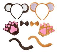 UILYNIU 8 Pièces Singe Animaux Déguisement Enfant, Singe Oreilles Queue Noeud Papillon Griffe Gants, accessoires de costume d'anniversaire pour Halloween, spectacle, carnaval, cosplay, fête