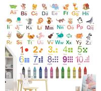UILYNIU Alphabet Coloré Chiffres Stickers Muraux Enfants ABC 123 Adorable Animal Alphabet Art peintures murales décor bébé salle de jeux Chambre d'enfant Salon