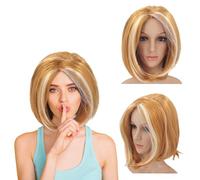 UILYNIU Cosplay Perruque Femme 12.6 ''/32 cm Perruque Dames pour Halloween et Carnaval, Accessoires pour Costumes, Cheveux Artificiels Party pour Déguisements Fête à Thème (Orange)