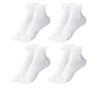 UILYNIU Lot de 4 Paires de Chaussettes Blanches en Dentelle pour Femme - Élégantes et Mignonnes - Style Princesse et Ballet avec Volants