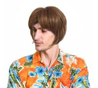 UILYNIU Perruque Boyband pour homme adulte, Homme Synthétiques Cheveux Court Perruque de Cosplay Halloween pour Hommes carnaval Costume de fête quotidien rock star soirée à thème (brun)