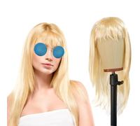 UILYNIU Perruques Longues Raides Blond avec Lunettes Perruque Blond pour Femmes, Perruque avec Frange, Cheveux Synthétiques pour Cosplay, Tenue Quotidienne, Fête à Thème, Soirée Déguisée