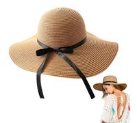 UILYNIU Style Bohème Plage Chapeau Été en Paille de Soleil pour Femme (FR/ES, Alpha/Lettres, Taille Unique, Kaki)