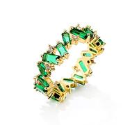 UILZ Bagues de fiançailles en oxyde de zirconium vert pour femmes et filles, bagues empilables en or vert émeraude pour femme, mariée, demoiselle d'honneur, bague déclaration avec strass, bijoux de