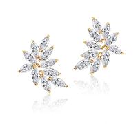 UILZ Marquise Boucles d'oreilles de mariage pour mariée, demoiselle d'honneur, oxyde de zirconium et strass Doré, Zircone cubique, Saphir