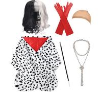 UIMLK Cosutme d'Halloween pour femme 2024 Cruella Deville Cosplay Manteau Châle pour adulte, Avec, taille unique