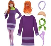 UIMLK Mini robe Daphne sexy violette pour femme - Costumes d'Halloween 2024 - Taille L