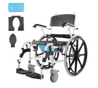 VEVOR Fauteuil roulant de douche, 440 mm, fauteuil roulant de salle de bain en alliage d'aluminium, capacité de charge 136 kg, chaise de douche roulante réglable avec frein pour personnes handicapées