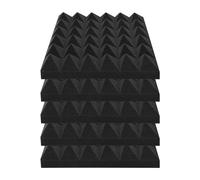VEVOR Panneau Mousse Acoustique Lot de 24 Panneaux Muraux Insonorisants 30x30x5 cm Haute Densité Absorbant Son Résistant au Feu Forme Pyramidale pour Murs Plafonds de Studio, Maison, Bureau, Noir