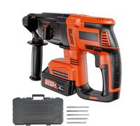 VEVOR Perceuse à Percussion sans Fil 20 V, Marteau Perforateur Capacité 28 mm, Compatible avec les Forets SDS-Plus, avec Batterie Lithium-ion et Chargeur, 4 Fonctions, 1200 tr/min, 5300 BPM, Chantier