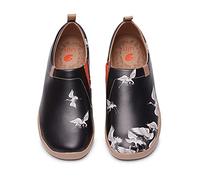 UIN Chaussures Plates en Cuir pour Homme et Femme - Mocassins décontractés en Microfibre - Peint - Couple Tendance - À Enfiler, Grue dans l'obscurité, 41EU