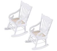 Uinfhyknd 2 Pièces 1:12 Meubles Miniature Chaises à bascule Accessoires pour la Décoration, Blanc