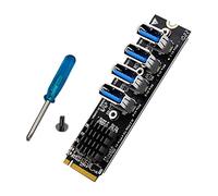 Uinfhyknd Carte d'extension M.2 M-Key Pcie M.2 Pci-E X1 Adaptateur d'extension de carte graphique USB3.0 à 4 ports Adaptateur ASM1184E M.2
