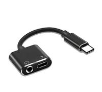 Uinfhyknd Chargeur adaptateur / connecteur casque 2 en 1 de type C à 3,5 mm adaptateur de charge et audio aux écouteurs Noir