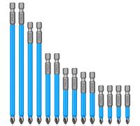 Uinfhyknd de forets pour tournevis magnétiques antidérapants de 14 pièces Set de forets pour tournevis une Percussion Set de forets pour percer une croix queue hexagonale de 1/4 de pouce
