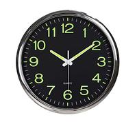 Uinfhyknd Grande horloge murale lumineuse ronde de 12 pouces qui brille dans le noir Décoration intérieure sans tic-tac - Argent