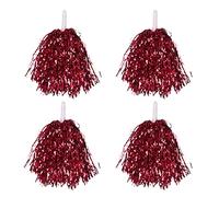 Uinfhyknd Lot de 24 pompons de pom-pom girl en papier métallique pour adultes pom-pom girls fête rouge