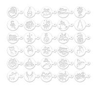 Uinfhyknd Lot de 30 pochoirs réutilisables pour gâteau, café, peinture et gaufrage