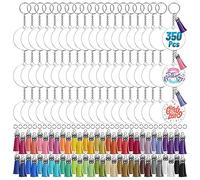 Uinfhyknd Lot de 350 pièces vierges en acrylique transparent pour vinyle avec vierges, pompons, anneaux ouverts, anneaux pour loisirs créatifs